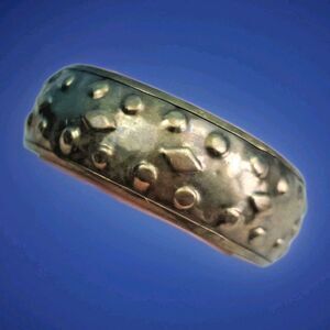 Vintage Wide Brass Bangle Bracelet Domed Embossed Tribal Boho Ethnic Chunky...